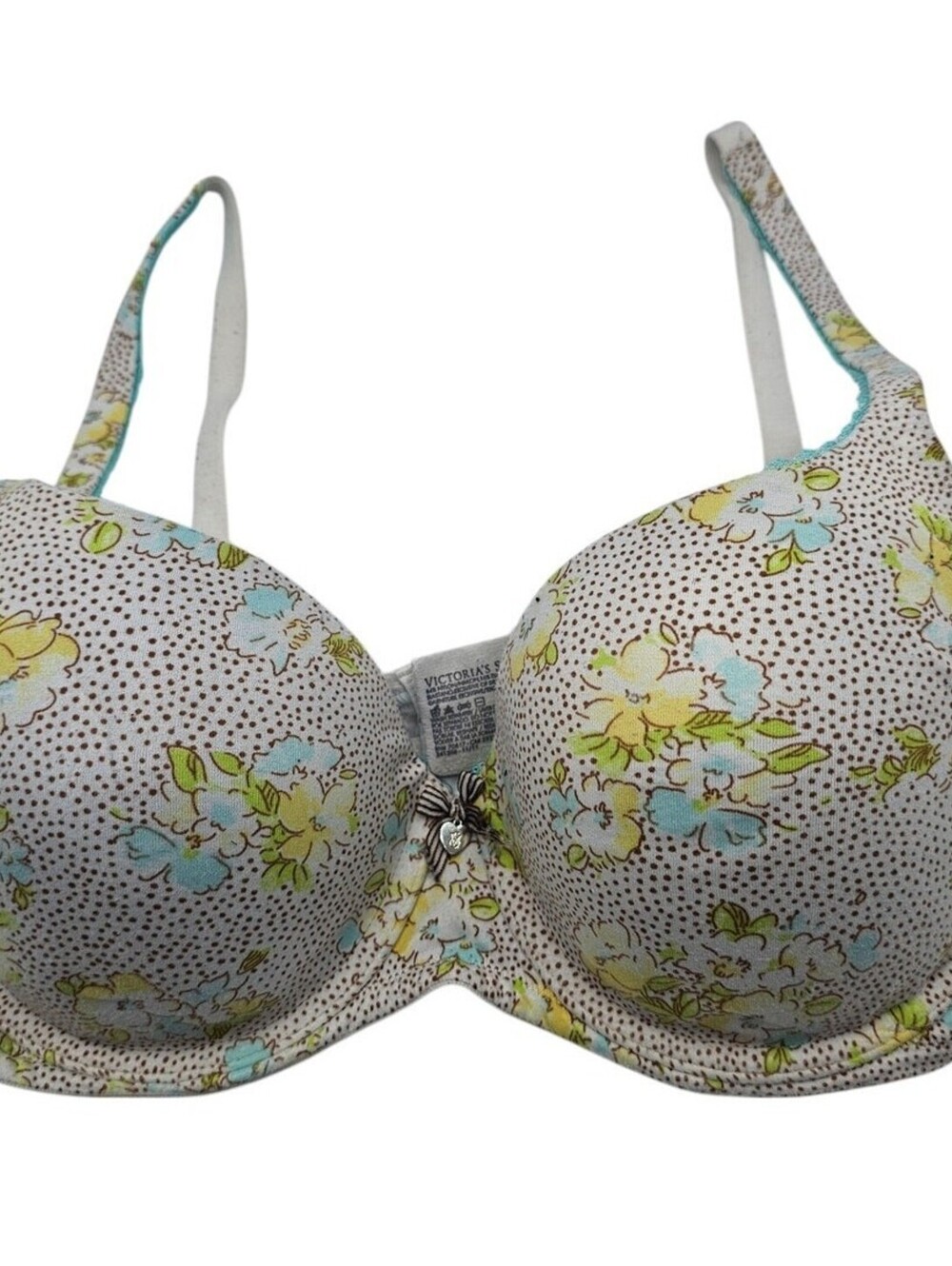 Body by Victorias Secret Sz 36D Lined Demi Bra Dot and Floral Print